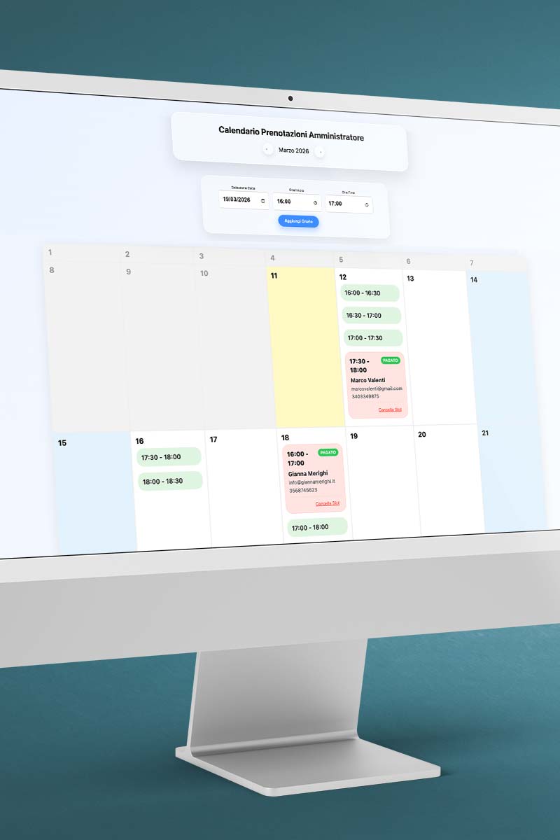 Calendario prenotazioni